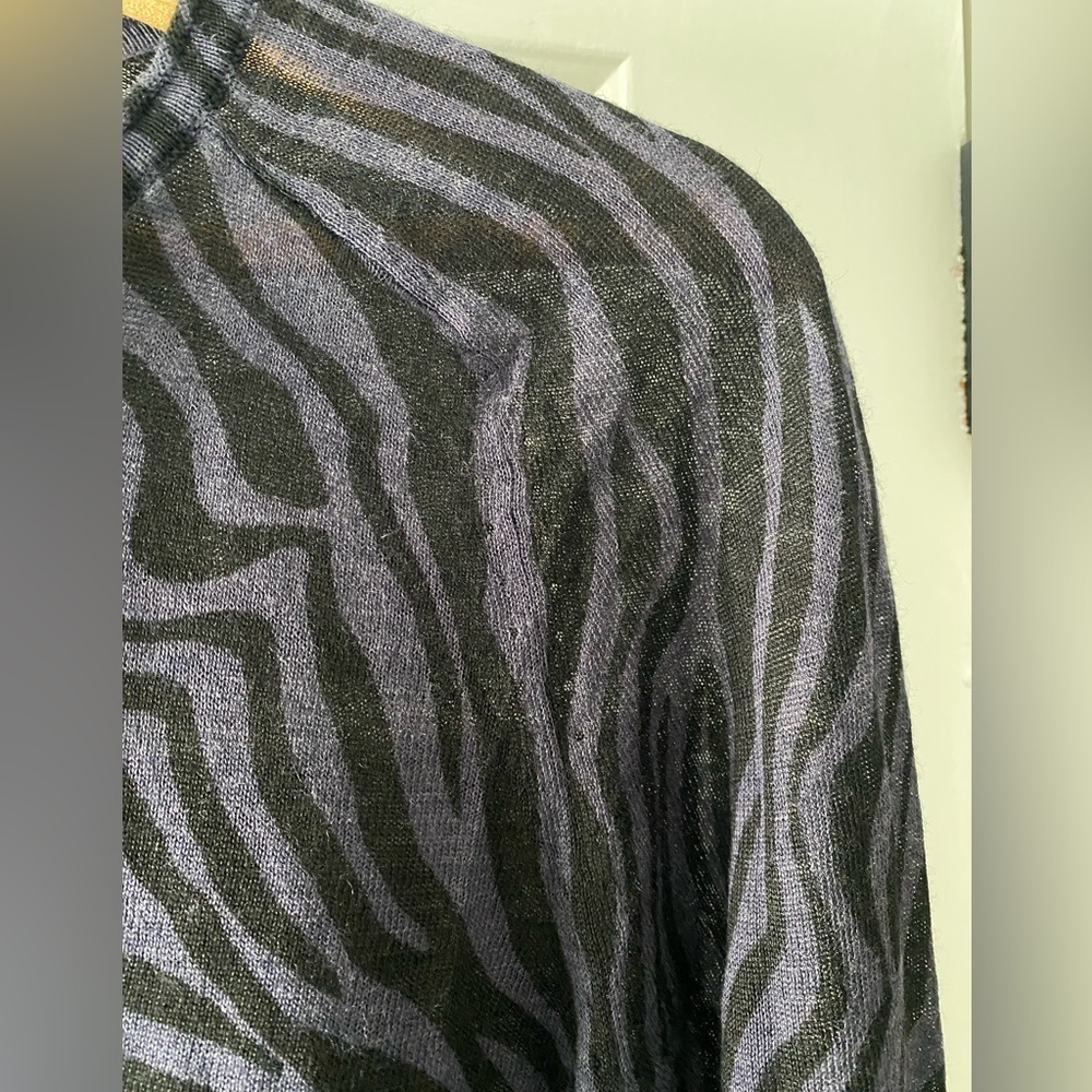 Loft Purple & Black Zebra Cardigan Sweater Size S - Picture 3 of 5